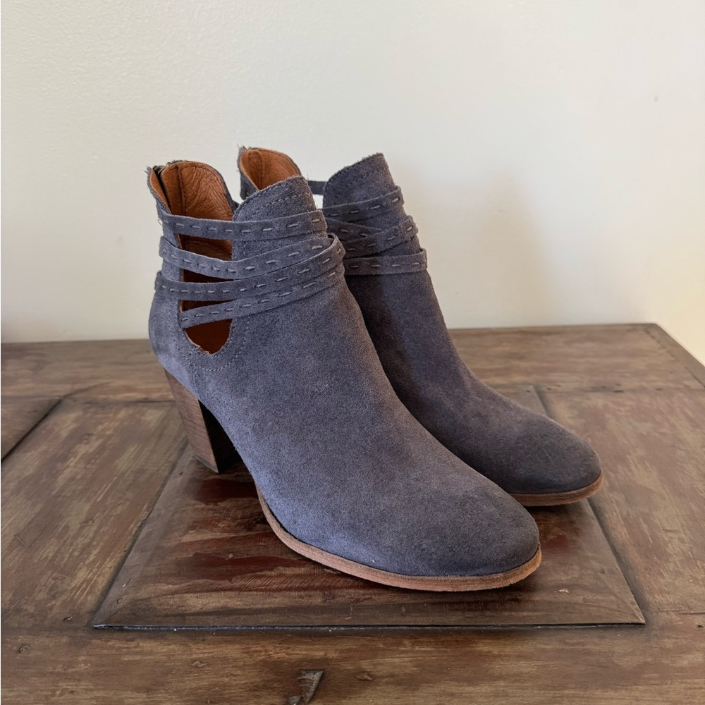 Frye Naomi pickstitch shootie gray leather suede boho booties‎ shoes women’s 10